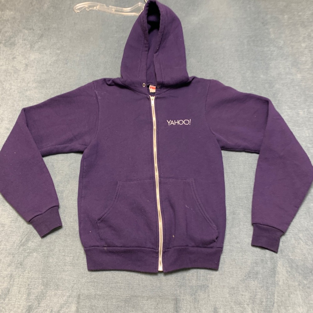 American Apparel Hoodie Jacket Mens XS Purple Yahoo Long Sleeve Winter Full Zip